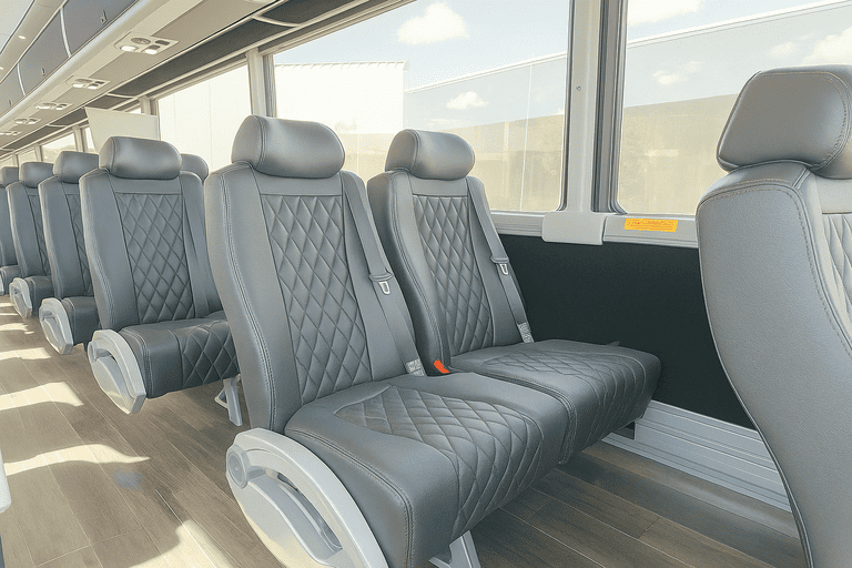 interior of Chico Minibus Company charter bus