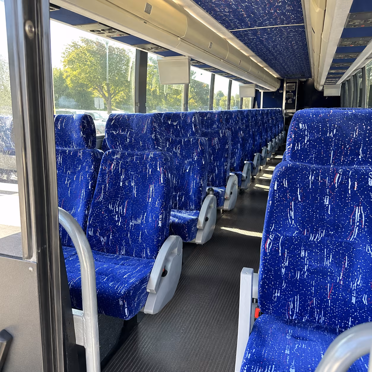 chico 50 passenger charter bus inside